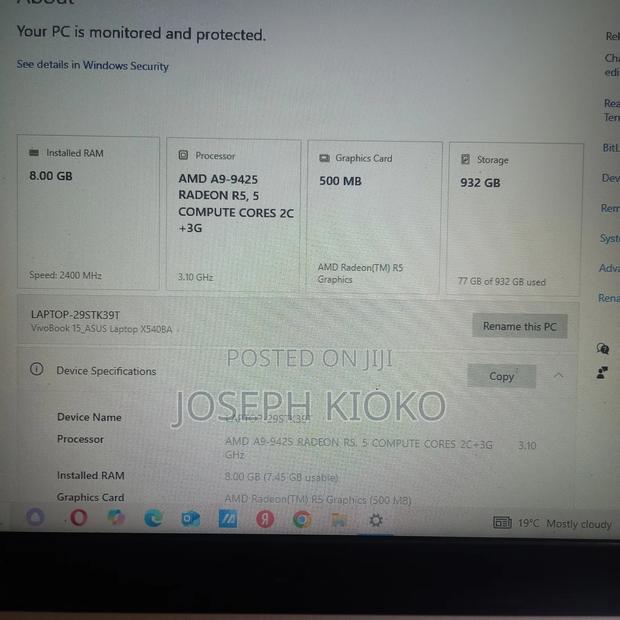 Laptop Asus VivoBook X540SA 8GB AMD Ryzen 9 HDD 1T
