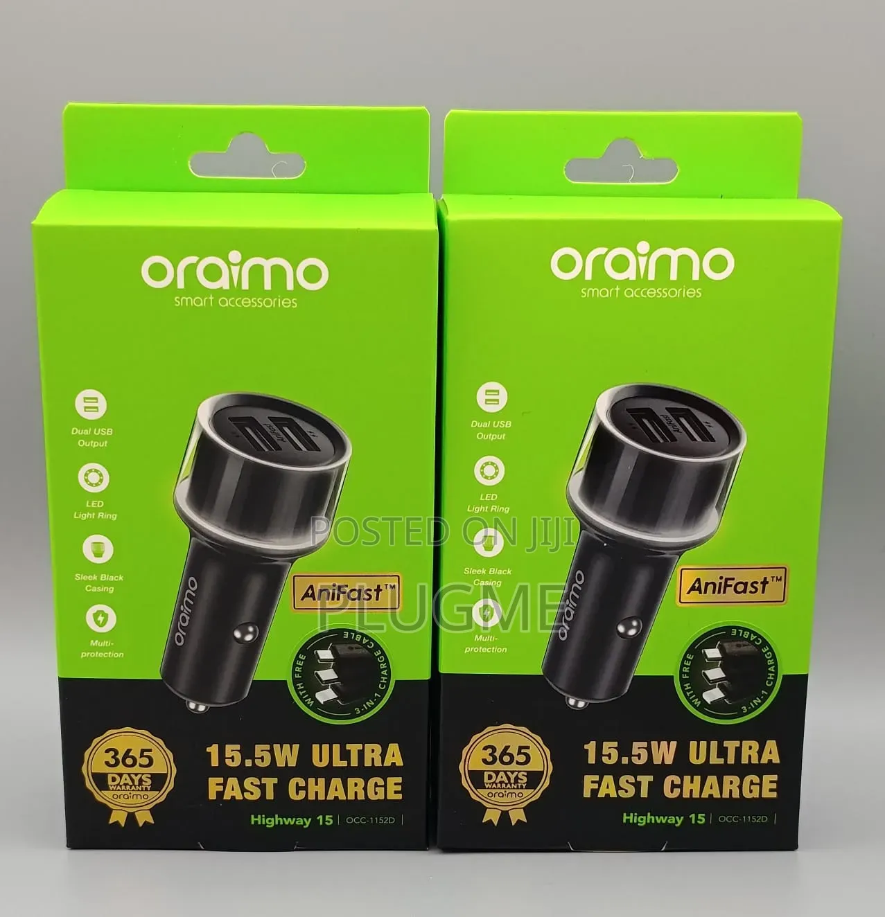 Oraimo Car Charger 15.5 Watts (Occ-1152d)