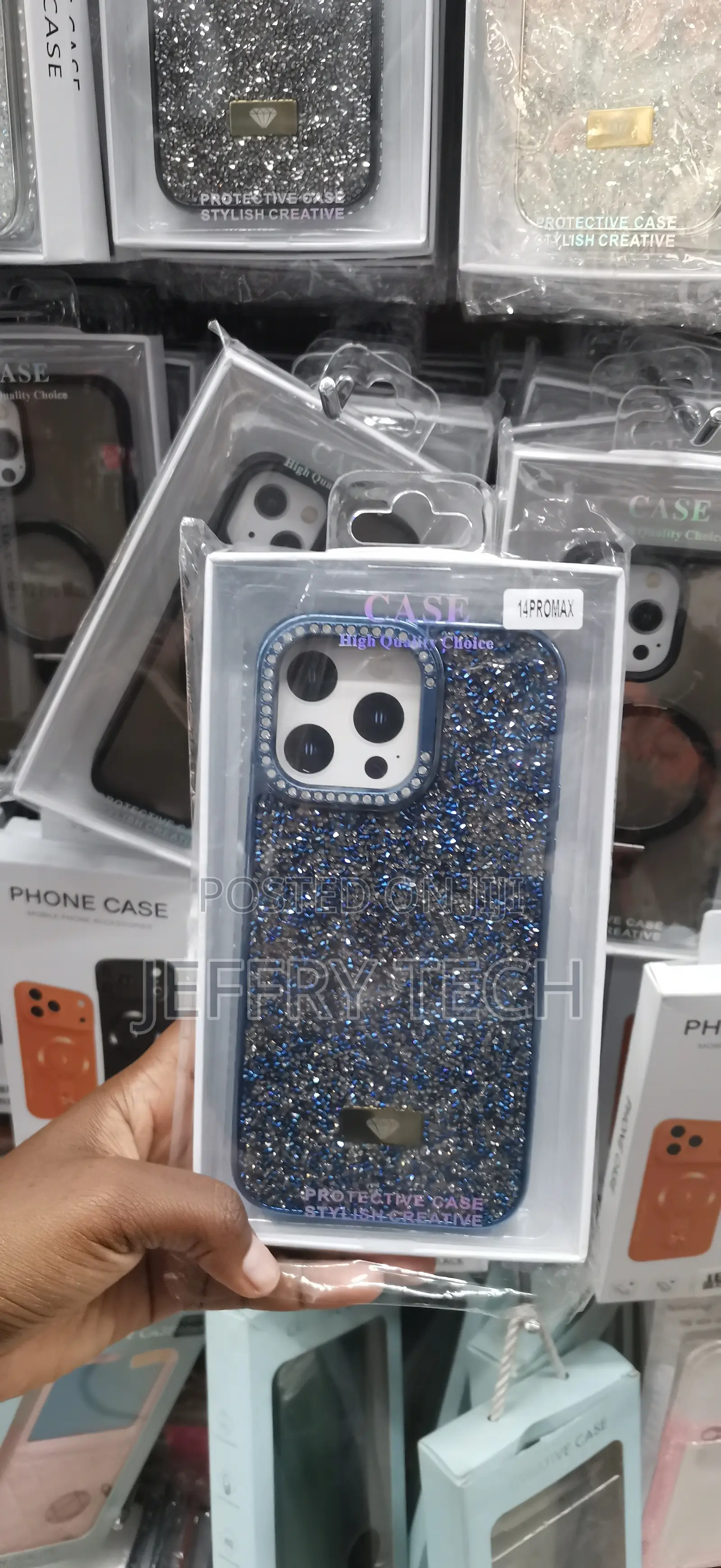 iPhone 14 Pro Max Glittery Finish Rhinestone-Encrusted Case