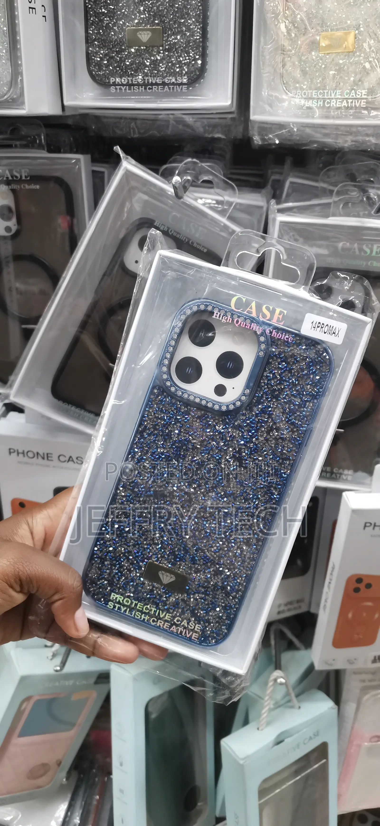 iPhone 14 Pro Max Glittery Finish Rhinestone-Encrusted Case