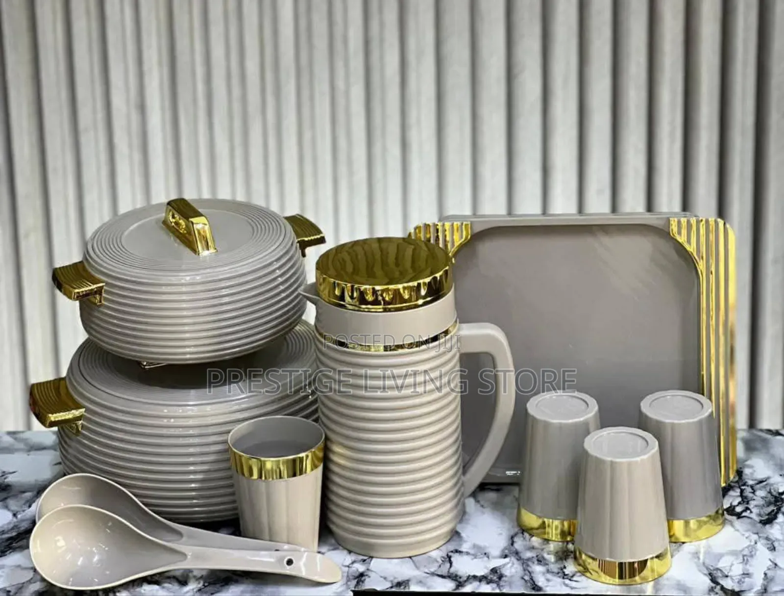 Luxury Grey And Gold Serving /Soup Set