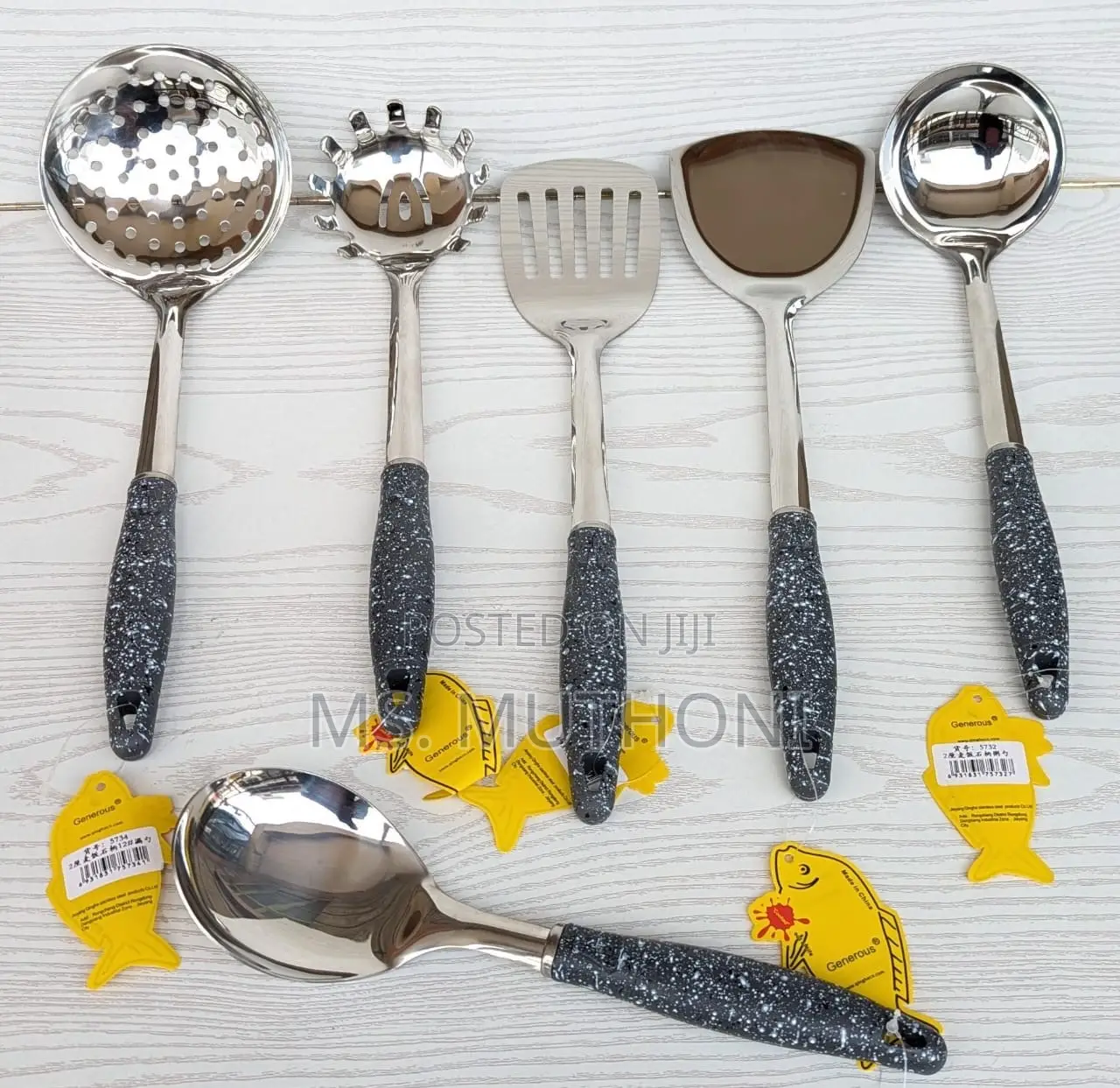 3 PCS Heavy Gauge Gold / Silver Stainless Cooking/ Serving Spoons