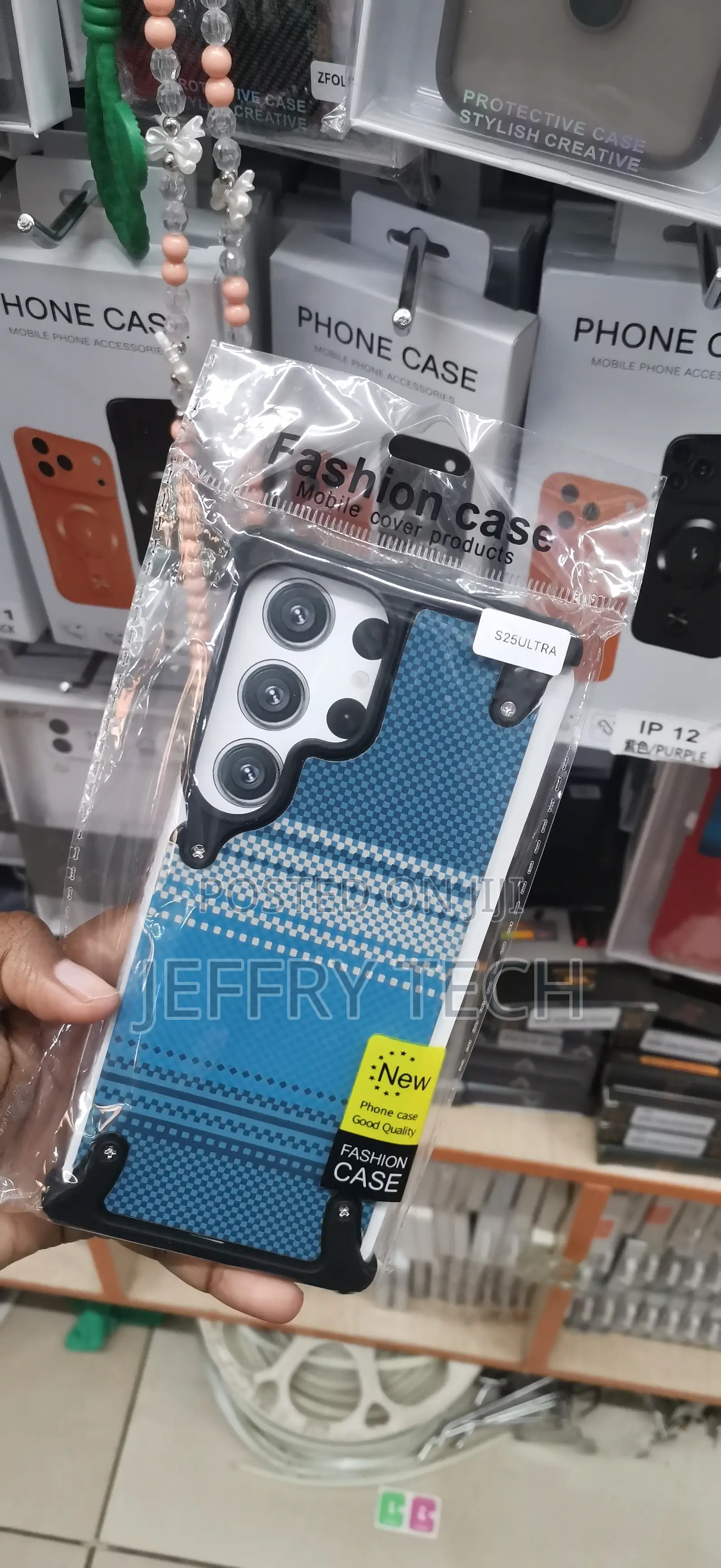 Samsung Galaxy S25 Ultra,Bold Blue and White Plaid Case
