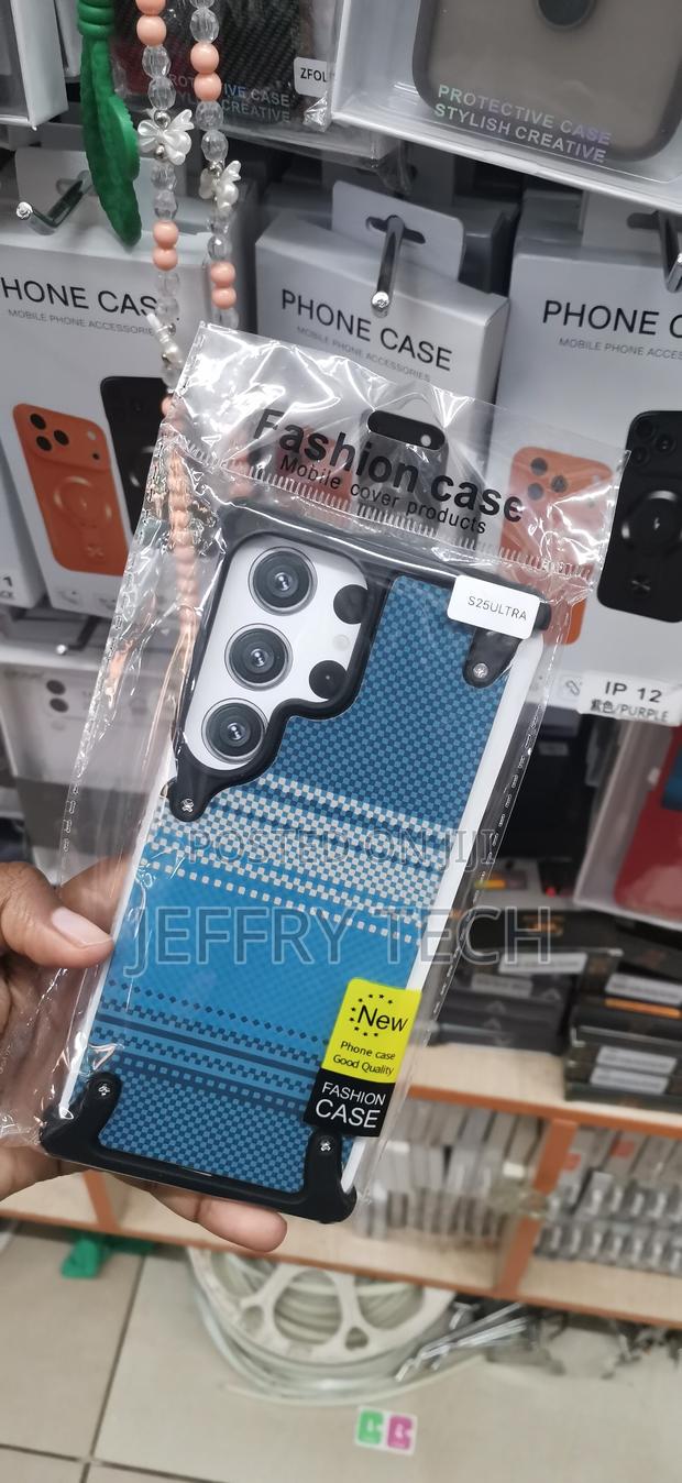 Samsung Galaxy S25 Ultra,Bold Blue and White Plaid Case - thumbnail 2