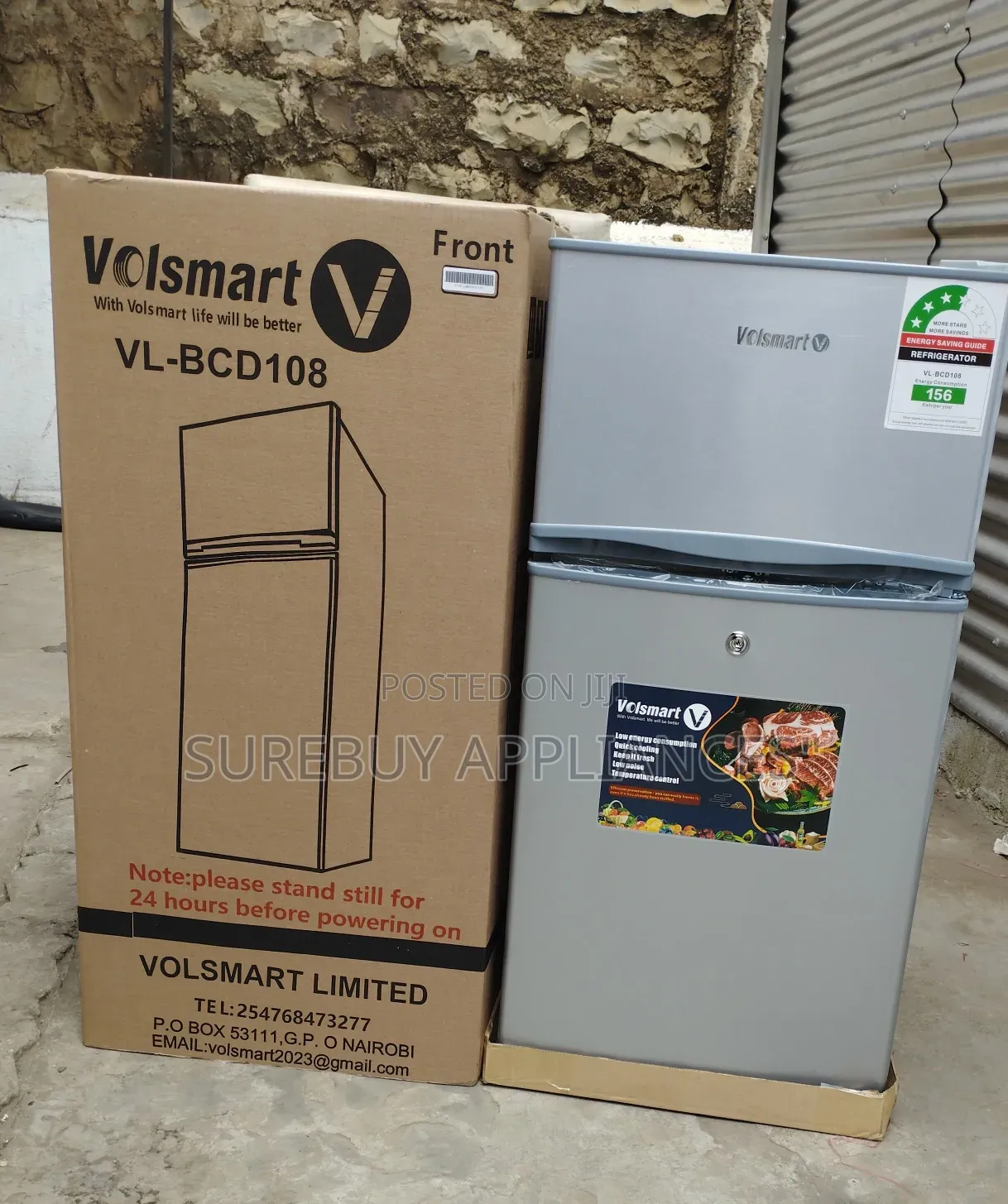Volsmart 108l Compact Double Door Refrigerator Silver