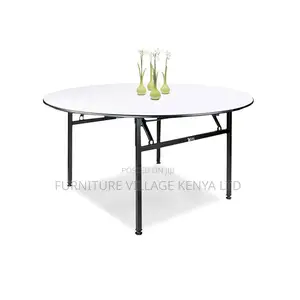 White Round Foldable Hotel Table.