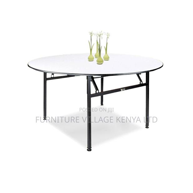 White Round Foldable Hotel Table. - thumbnail 2