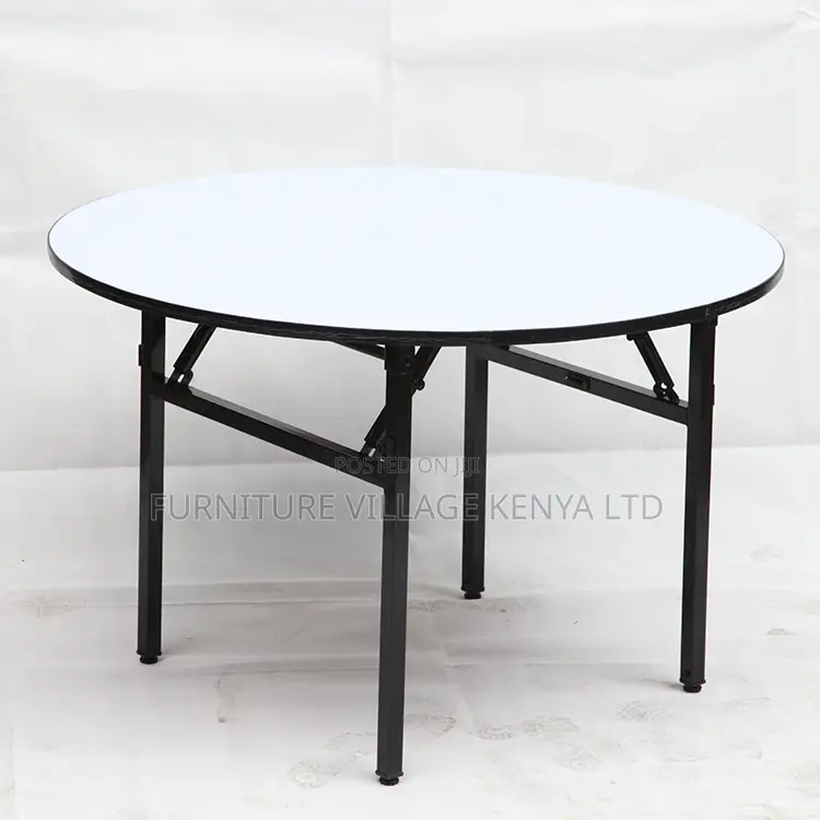 White Round Foldable Hotel Table.