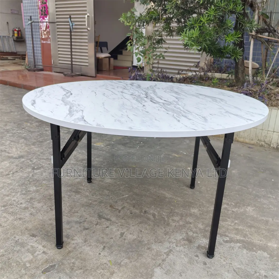 White Round Foldable Hotel Table.