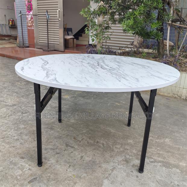 White Round Foldable Hotel Table. - thumbnail 7
