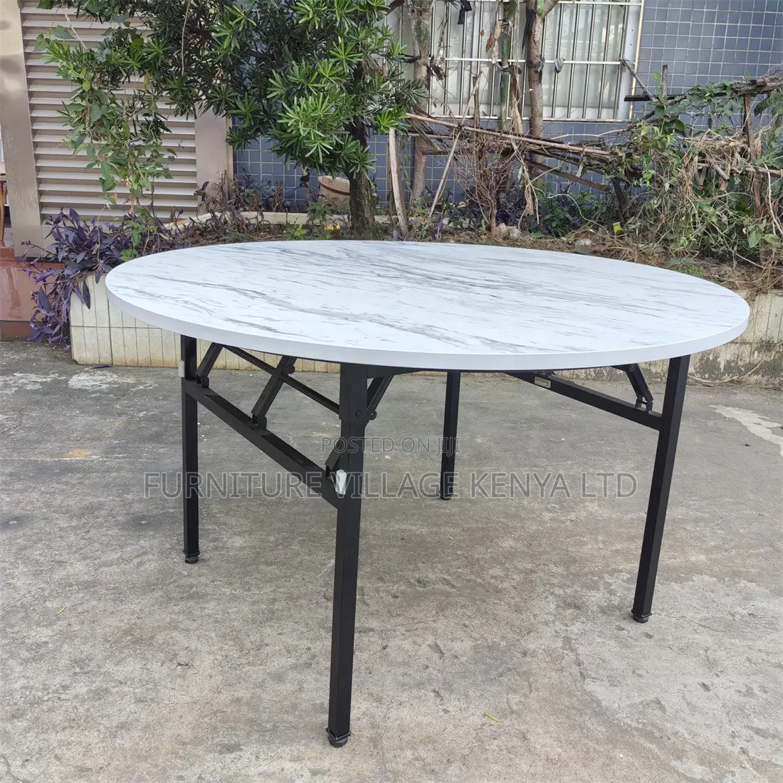 White Round Foldable Hotel Table.