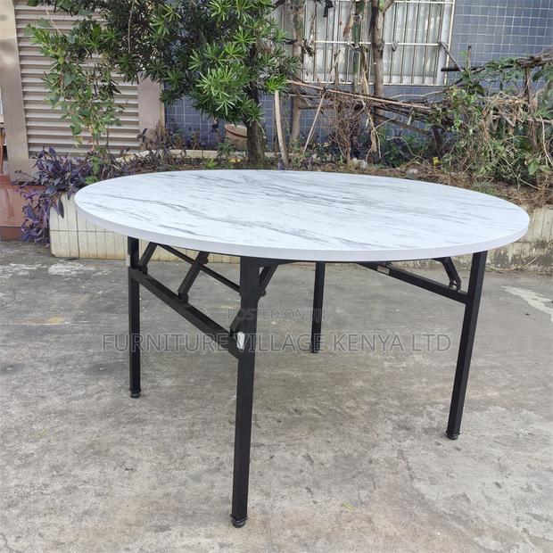White Round Foldable Hotel Table. - thumbnail 8