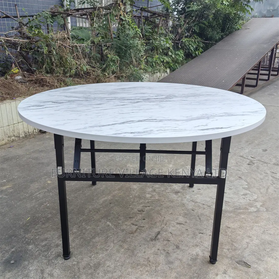 White Round Foldable Hotel Table.
