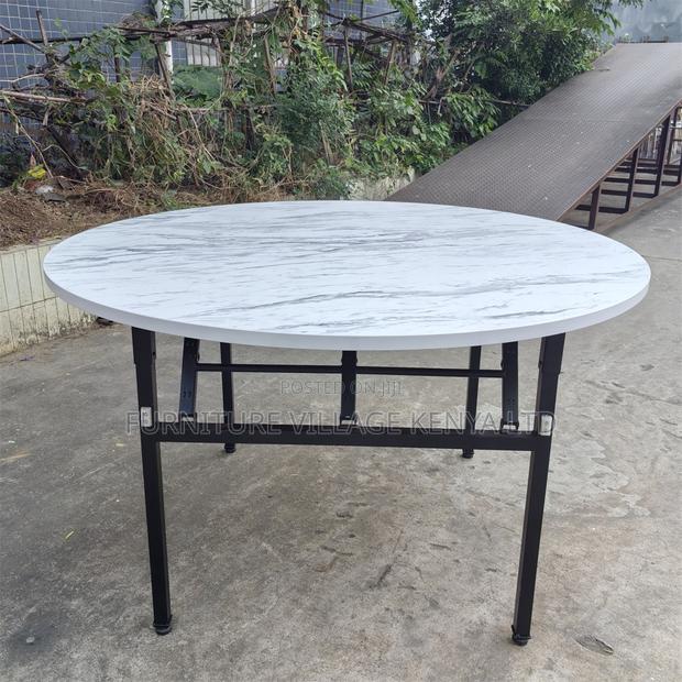 White Round Foldable Hotel Table. - thumbnail 10