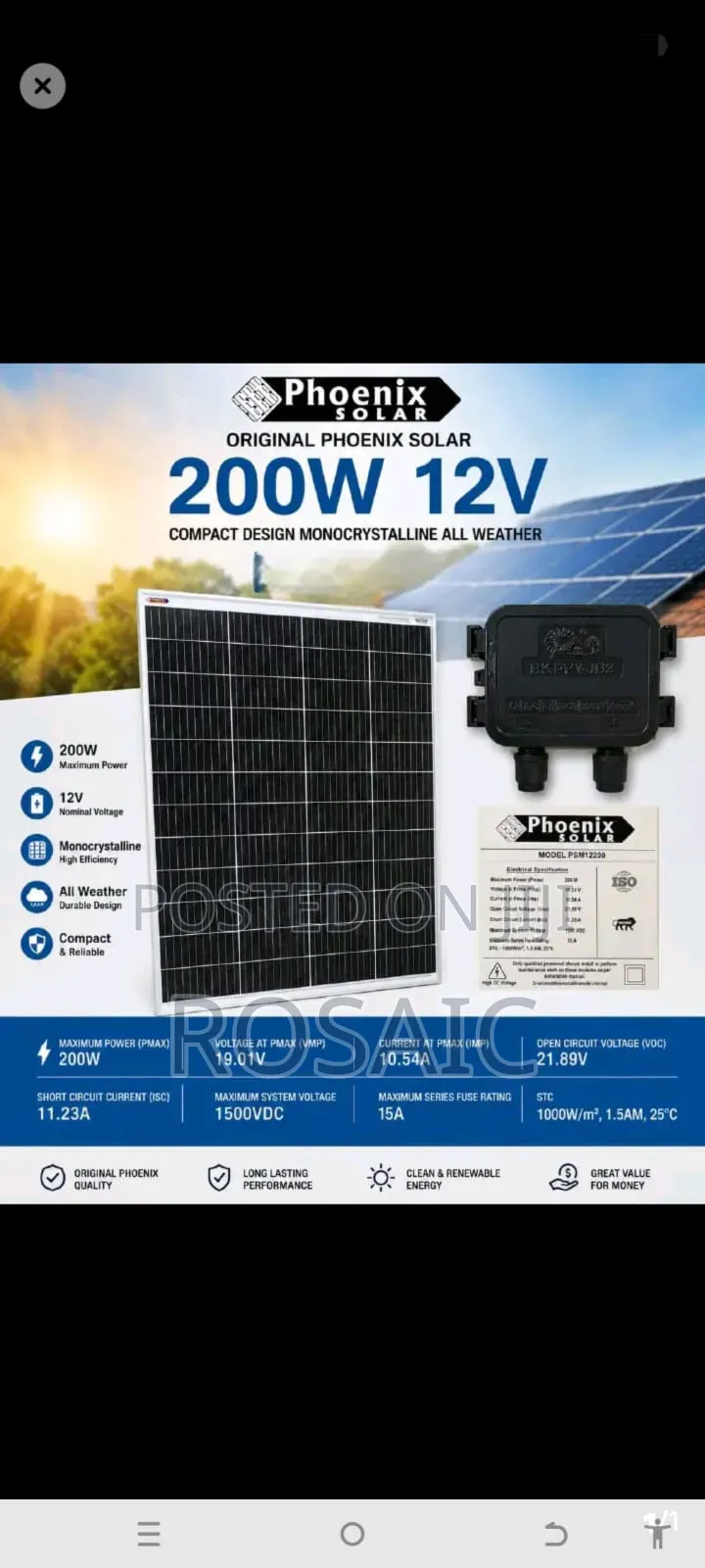 Phoenix Solar Panels 200w 12v