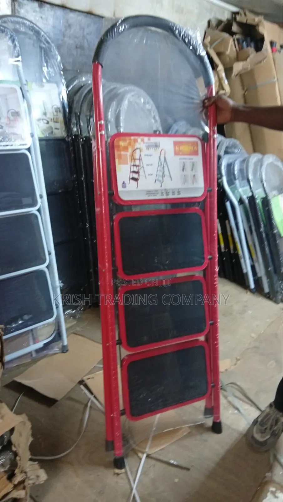 4-Step Red Aluminium Ladder