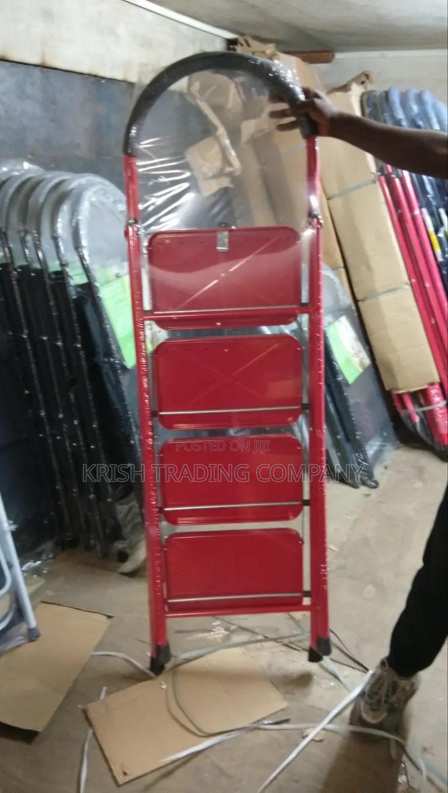 4-Step Red Aluminium Ladder