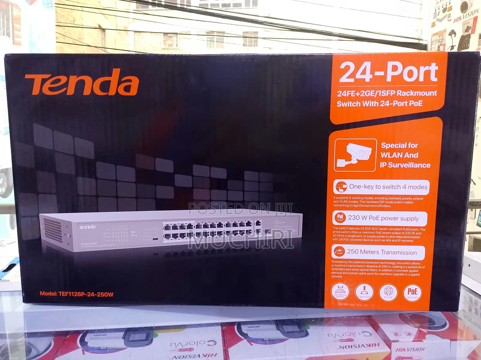 Tenda 24 Port Smart Poe CCTV Switch 250w