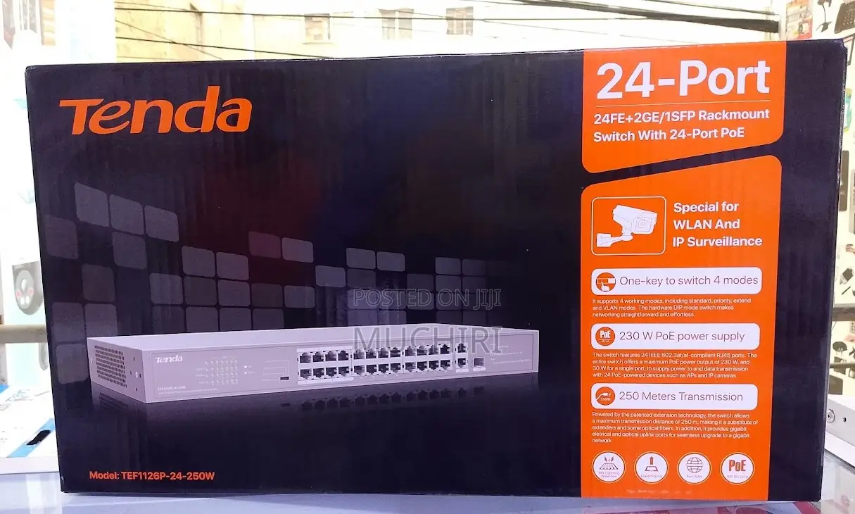 Tenda 24 Channel Poe Switch With Uplink