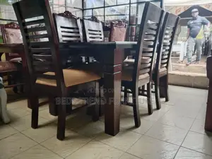 6-Seater Rectangular Wooden Dining Set With Slatted Chairs
