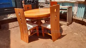 4 Seater Wooden Dining Set With Cutout Chairs