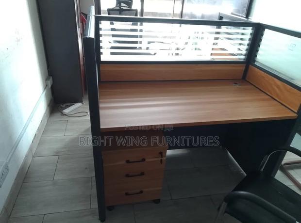 Brown Two Way Working Station With Its Drawers - thumbnail 2