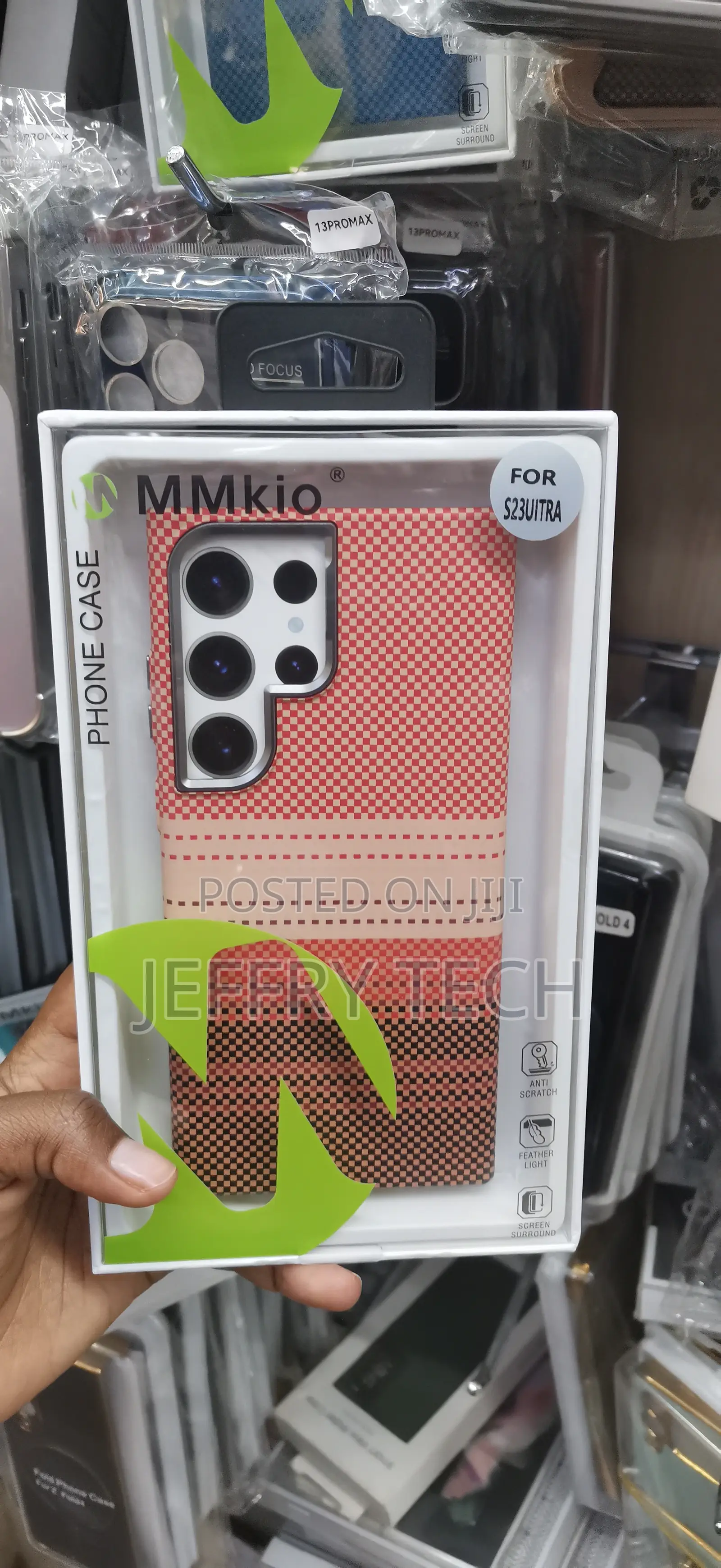 Samsung Galaxy S24 Ultra Laid Pattern in Red, Orange, and Black Case