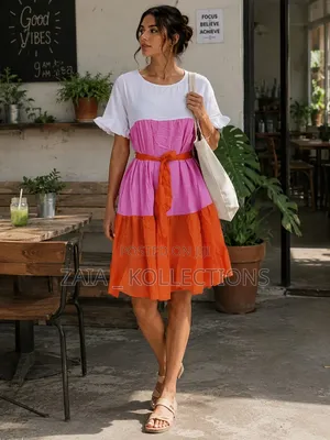 Three-Tone Midi Dress