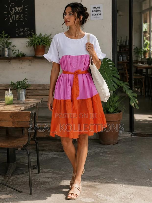Three-Tone Midi Dress