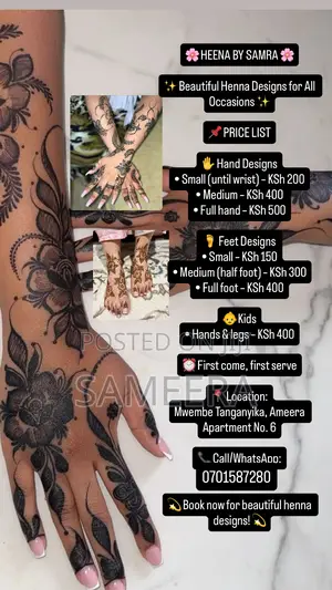 Heena Artist Avaible in Mombasa