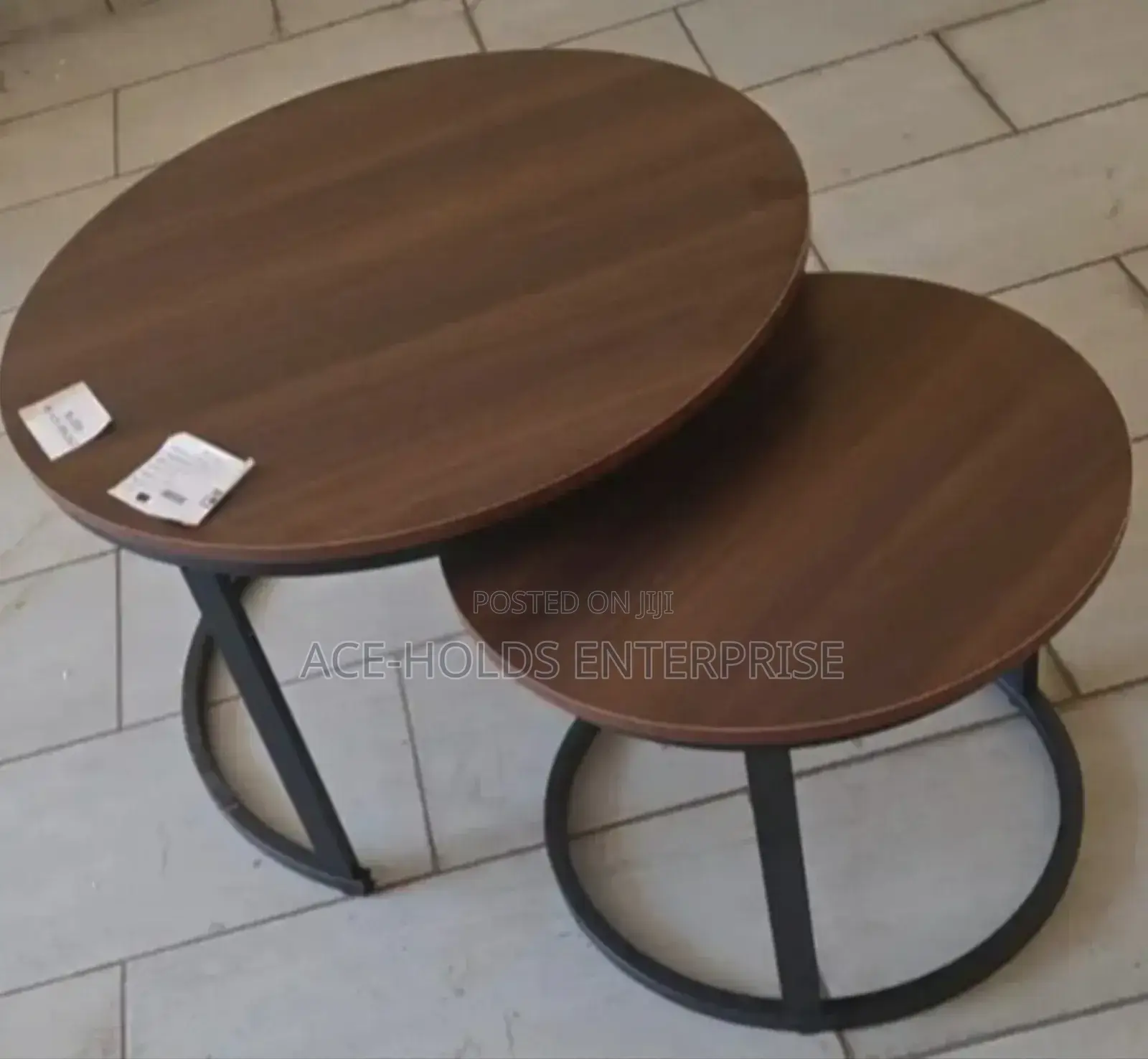 Modern Wooden Finish Nesting Coffee Table Set – Marble Effect Top