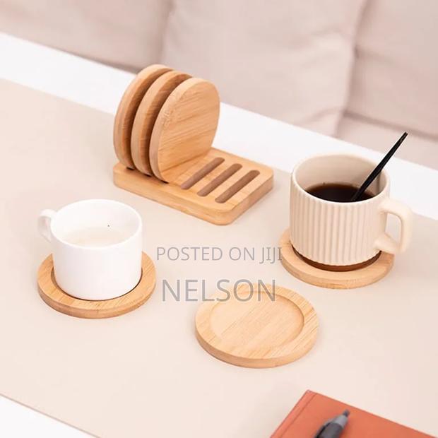 Eco Friendly Heavy Duty Bamboo Coasters 4pcs - main view