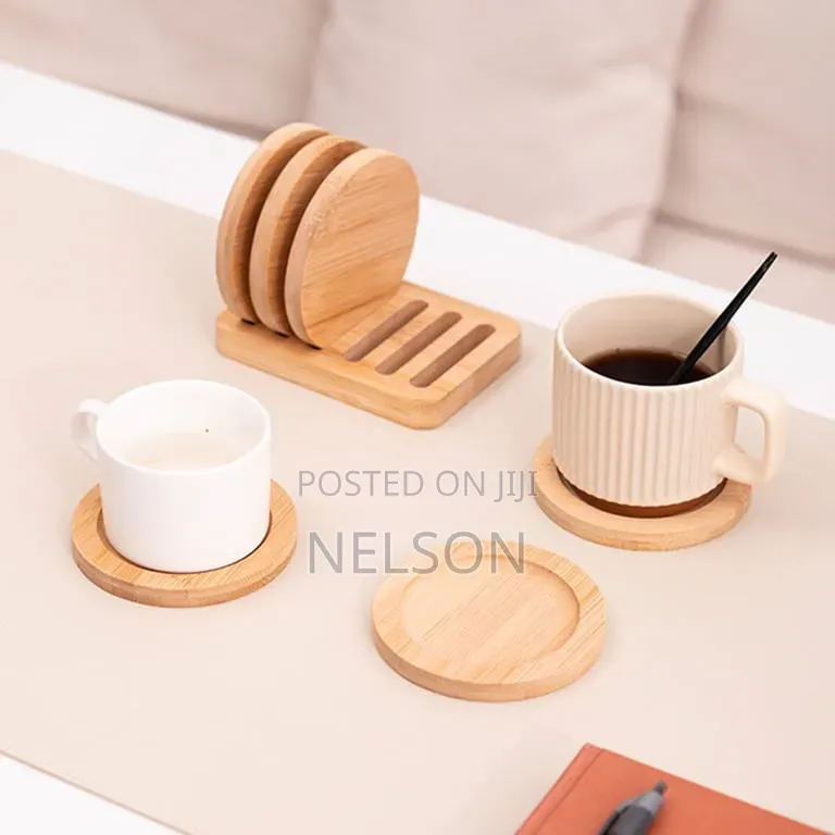 Eco Friendly Heavy Duty Bamboo Coasters 4pcs