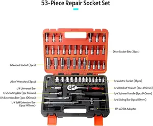 53pc Multifunctional Ratchet Socket Set For Home /Automotive Repair