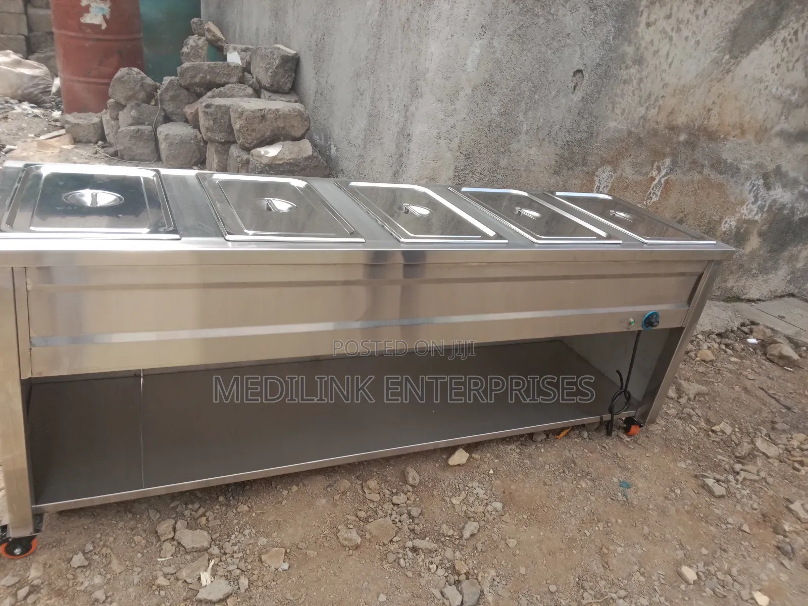 Flat Ss 3p4 Stainless Steel 5-Insert Food Warmer