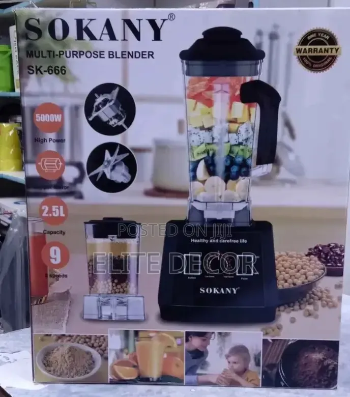 Sokany Sk-666 2-in-1 Commercial Blender 2.5l 5000w With Grinder