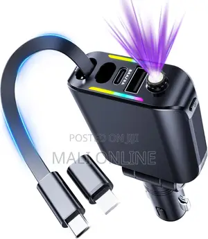 120w 4-in-1 Retractable Car Fast Charger With Led Starlight Universal