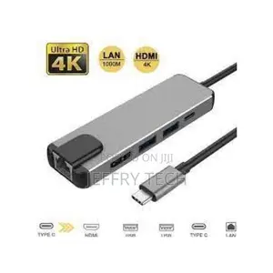 5-in-1 Adapter Usb Type-C Multifunct Hub Hdmi to Gigabit Ethernet Rj45