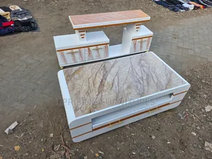 Cofee Table White Gold With Brown Top Tv Stand