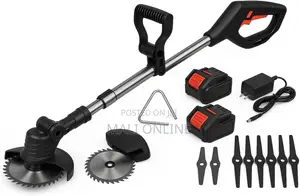 Electric Cordless Lawn Mower 2 Bats Metal Disc 3 Blades Grass Trimmer