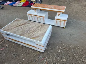 Tv Stand and Matching Coffee Table With Marble Top Brown