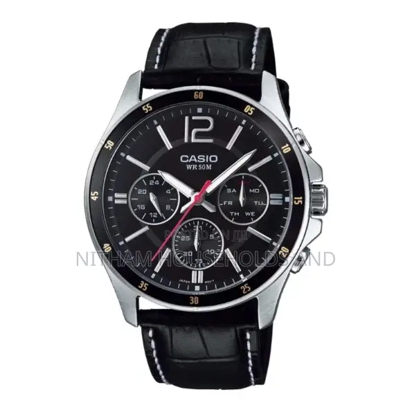 Casio MTP-1374l-1av Black Leather Strap Watch or Men