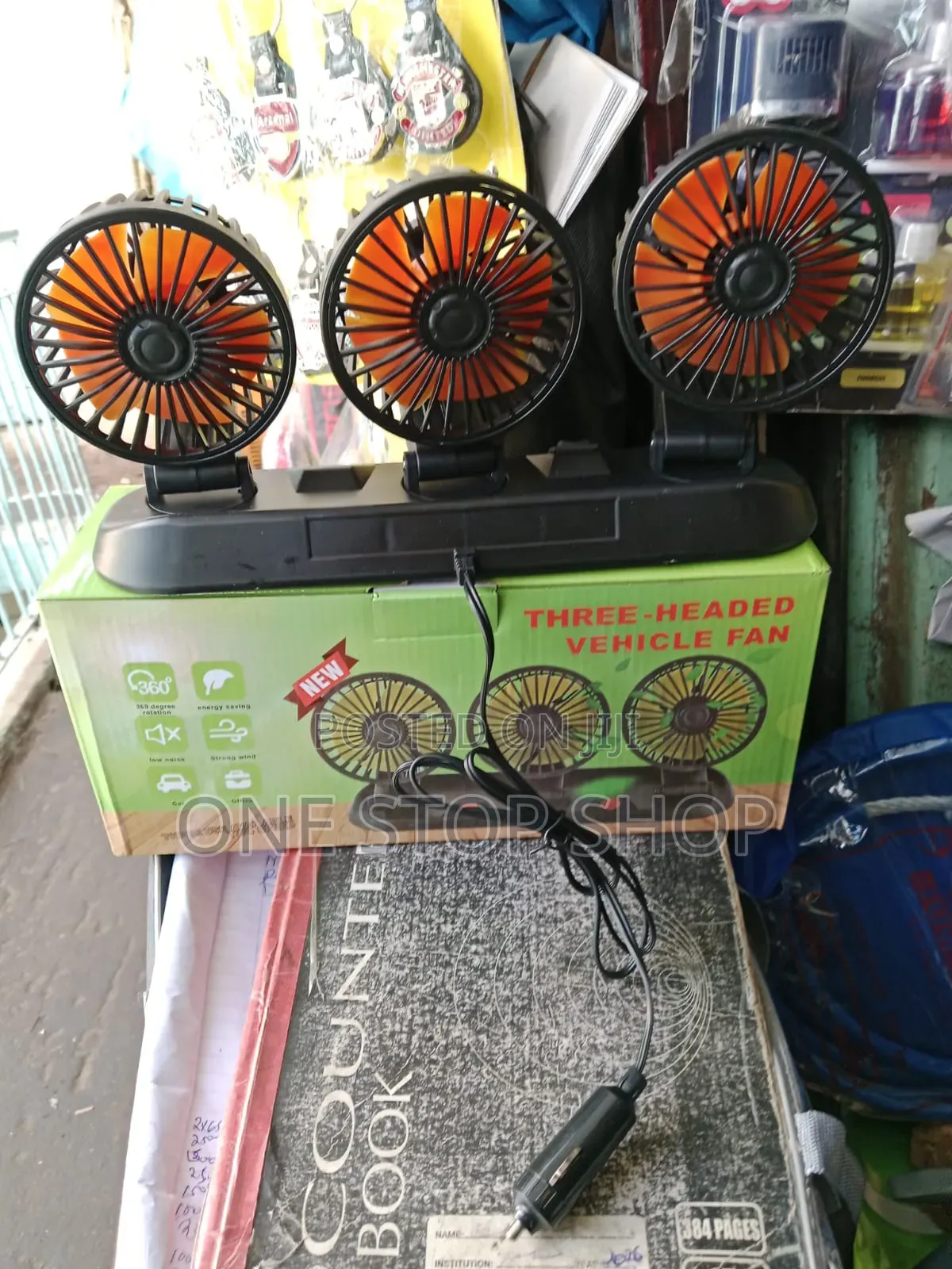 Triple Headed Car Fan Each Fan Can Bturned Side Ways to Angle Airflow