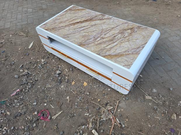Modern Luxury Coffee Table White Gold Marble Top Brown