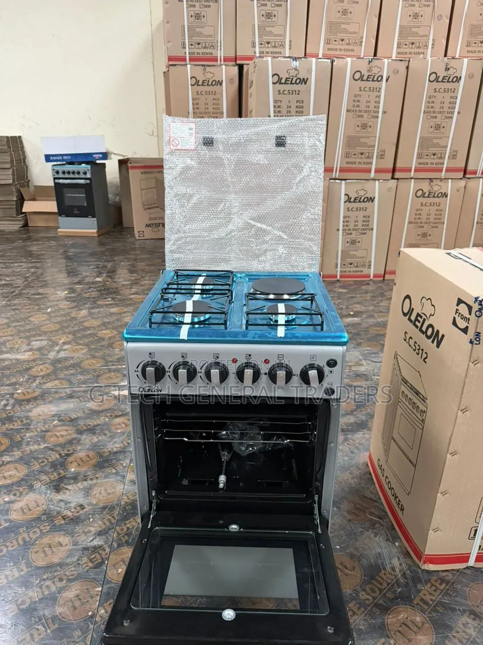 Silver Olelon Free Standing 3 Gas Burner +1 Electric Cooker