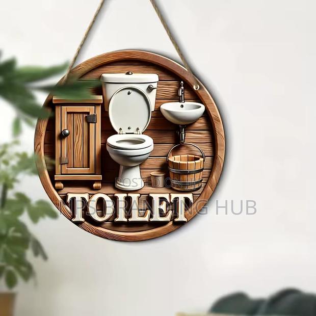 2d Flat Wooden Bathroom Hanging Decor Sign(Rt - thumbnail 2