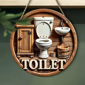 2d Flat Wooden Bathroom Hanging Decor Sign(Rt