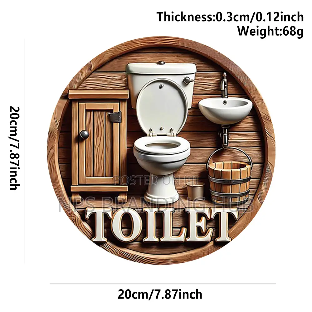 2d Flat Wooden Bathroom Hanging Decor Sign(Rt