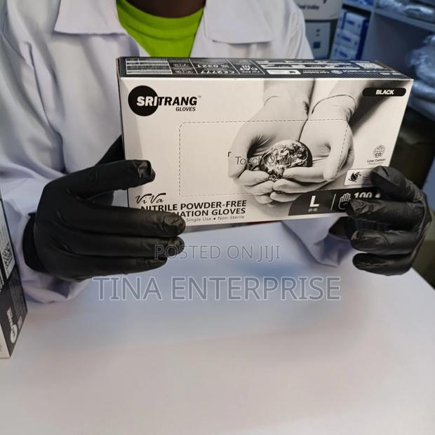 Black Nitrile Gloves, Medium and Large