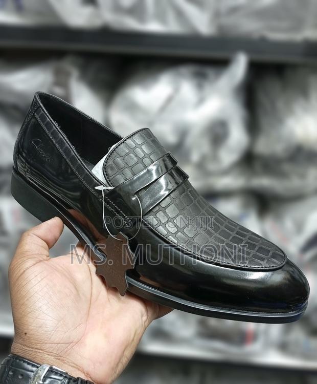 Black Genuine Leather Slip-on Officials Ft Textured Crocodile Pattern - thumbnail 2